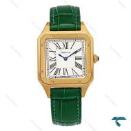 ساعت کارتیه سانتوس دومونت زنانه طلایی بند سبز متوسط Cartier-8470-L
