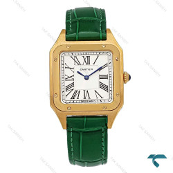 ساعت کارتیه سانتوس دومونت زنانه طلایی بند سبز متوسط Cartier-8470-L