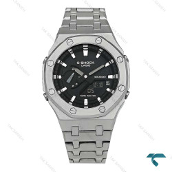 ساعت جیشاک GA-B2100 مردانه نقره ای صفحه مشکی GShock-8719-G