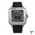 ساعت کارتیر Santos De Cartier مردانه سیلور مشکی بند چرم Cartier-7306-G