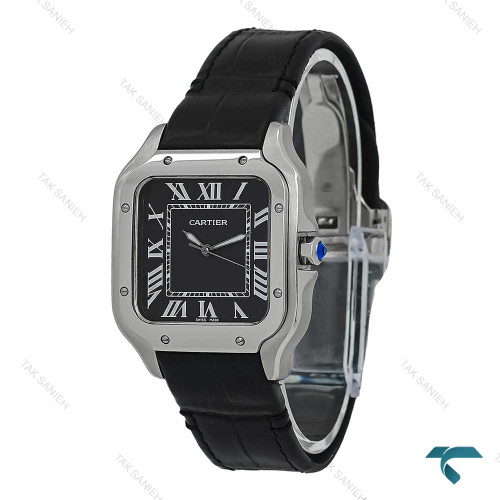 ساعت زنانه کارتیر Santos De Cartier مشکی قاب سیلور Cartier-7307-L