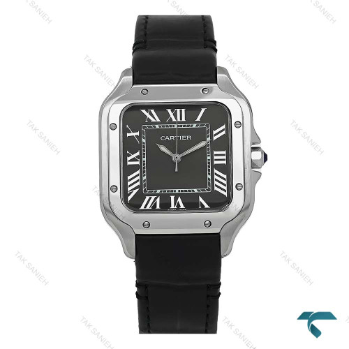 ساعت زنانه کارتیر Santos De Cartier مشکی قاب سیلور Cartier-7307-L