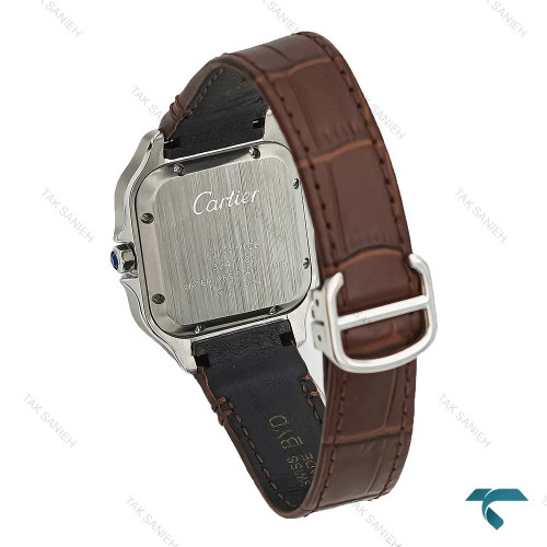 ساعت کارتیه Santos De Cartier زنانه نقره ای بند چرم قهوه ای Cartier-7310-L