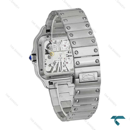 ساعت کارتیر Santos De Cartier مردانه نقره ای صفحه اسکلتون Cartier-7425-G
