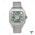 ساعت کارتیه Santos De Cartier مردانه نقره ای اسکلتون سبز Cartier-7427-G