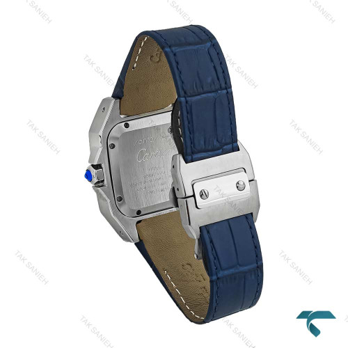 ساعت کارتیه سانتوس 100 زنانه بند چرم سرمه ای Cartier-7522-L