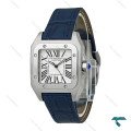 ساعت کارتیه سانتوس 100 زنانه بند چرم سرمه ای Cartier-7522-L