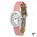 ساعت کارتیه Baignoire زنانه سیلور بند چرم صورتی Cartier-9844-L