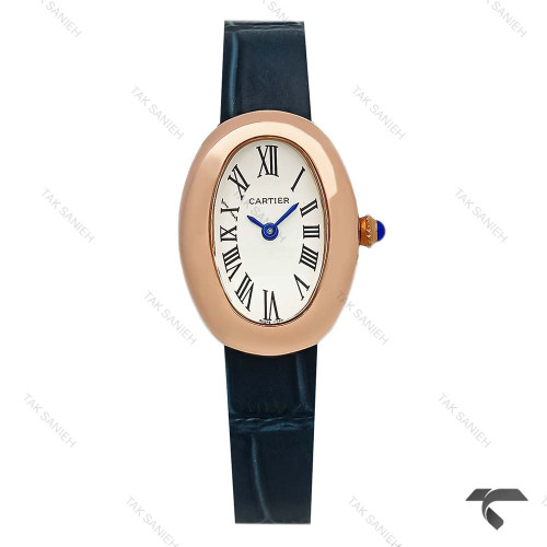 ساعت کارتیر Baignoire زنانه رزگلد بند سرمه ای Cartier-9845-L