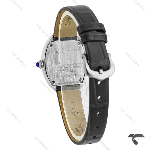 ساعت کارتیر Baignoire زنانه سیلور بند چرم مشکی Cartier-9848-L