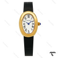 ساعت کارتیه Baignoire زنانه طلایی بند چرم مشکی Cartier-9849-L