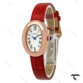 ساعت کارتیر Baignoire زنانه رزگلد بند چرم قرمز Cartier-9850-L