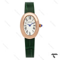 ساعت کارتیر Baignoire زنانه رزگلد بند چرم سبز Cartier-9853-L