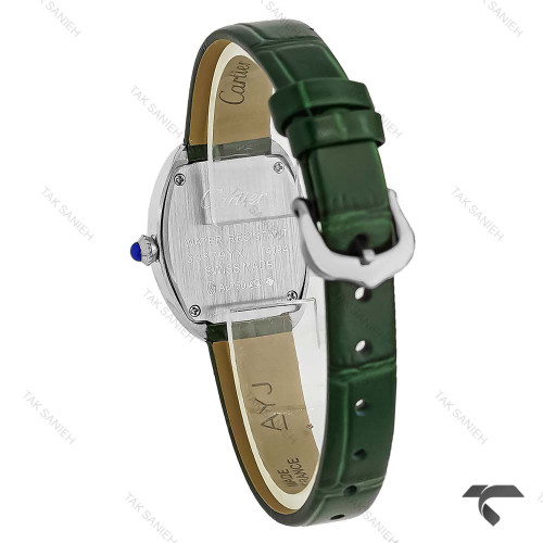 ساعت مچی کارتیه Baignoire زنانه سیلور بند چرم سبز Cartier-9854-L