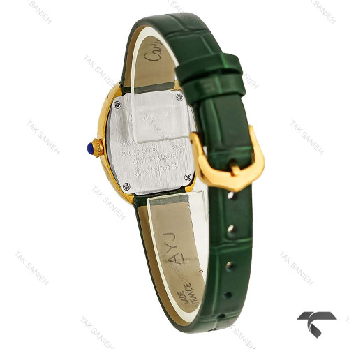 ساعت کارتیه Baignoire زنانه طلایی بند چرم سبز Cartier-9855-L