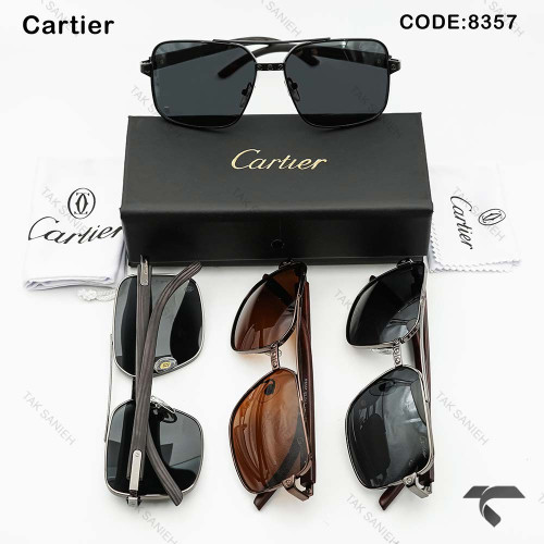 عینک دودی کارتیر مردانه P8357-1 پولار مشکی Cartier-9973-G