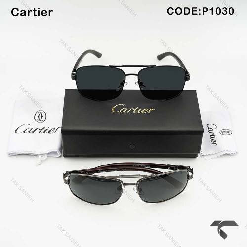 عینک دودی مردانه کارتیه p1030-2 پلاریزه فریم نوک مدادی Cartier-9984-G