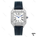 ساعت کارتیر سانتوس دومونت زنانه سیلور بند سرمه ای متوسط Cartier-10615-G