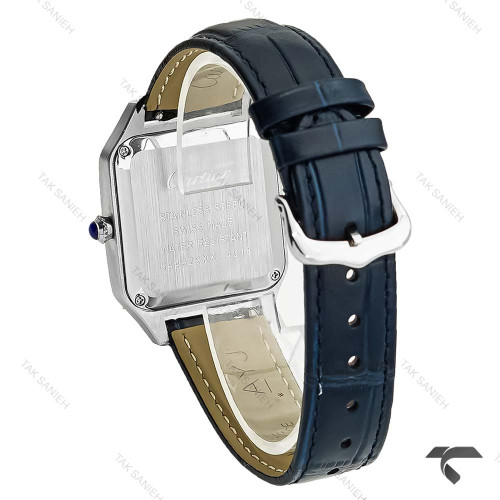 ساعت کارتیر سانتوس دومونت زنانه سیلور بند سرمه ای متوسط Cartier-10615-G