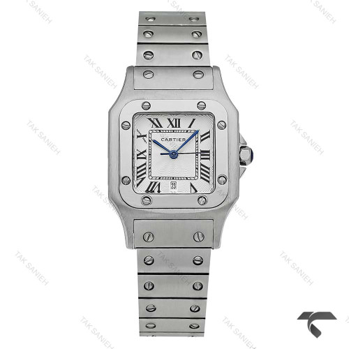 کارتیر سانتوز زنانه استیل صفحه سفید مدیوم Cartier-5958-L