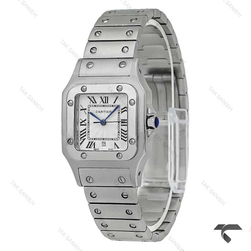 کارتیر سانتوز زنانه استیل صفحه سفید مدیوم Cartier-5958-L
