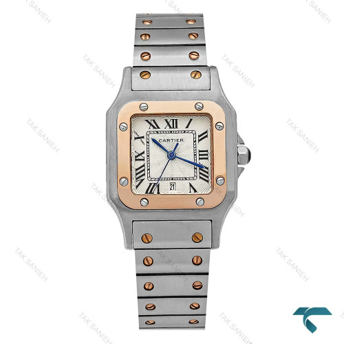 ساعت کارتیه دِسانتوس زنانه دو رنگ رزگلد صفحه مدیوم Cartier-8751-M-L