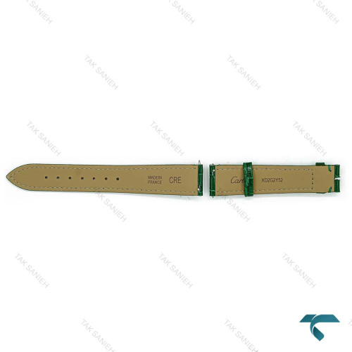بند چرم فابریک ساعت کارتیر دومونت زنانه سبز Cartier-Strap-8822-L