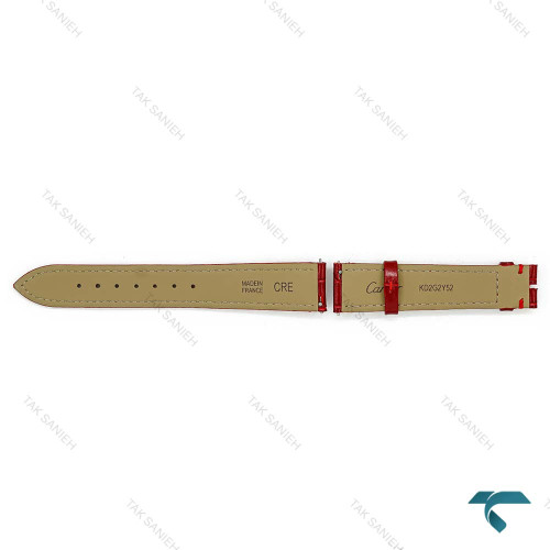 بند چرم فابریک ساعت کارتیر دموند زنانه قرمز Cartier-Strap-8824-L
