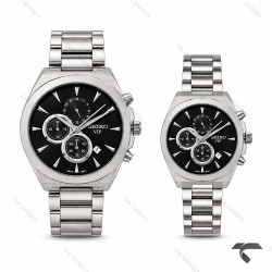 ساعت ست عروس دامادی سیکو رفرنس 31696 کورنوگراف سیلور صفحه مشکی Seiko-11469-S