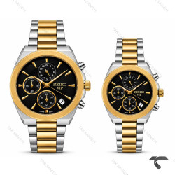 ساعت ست سیکو VIP رفرنس 31696 دورنگ طلایی صفحه مشکی Seiko-11470-S