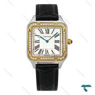 ساعت کارتیر سانتوس دومونت زنانه دو رنگ طلایی دورنگین مدیوم Cartier-8883-L