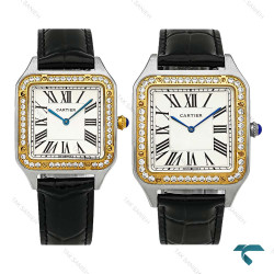 ساعت ست کارتیر سانتوس دومونت دورنگ طلایی دورنگین Cartier-8884-S