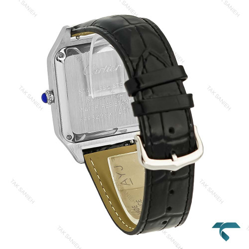 ساعت کارتیر سانتوس دومونت مردانه دورنگین سیلور مشکی Cartier-8885-G