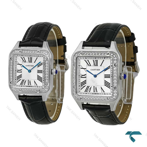 ساعت ست کارتیر دومونت سیلور دورنگین Cartier-8887-S