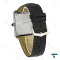 ساعت کارتیر تانک مردانه نقره ای بند چرم مشکی Cartier-8891-G