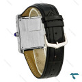 ساعت کارتیر تانک مردانه سیلور صفحه مهندسی بند چرم مشکی Cartier-8920-G
