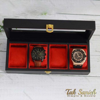 جعبه ساعت مچی 4 تایی رنگ بدنه مشکی Watches-Box-4-5257-U