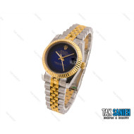 ساعت رولکس زنانه دورنگ طلایی صفحه مهندسی سرمه ای متوسط Rolex-1790-L