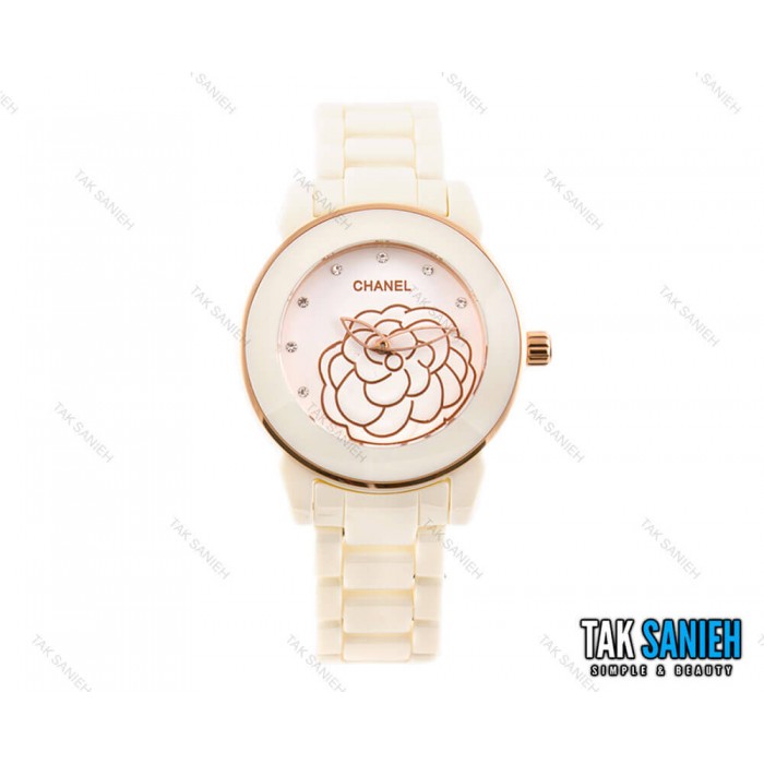ساعت شنل زنانه سرامیکی رنگ شیری Chanel-2028-L