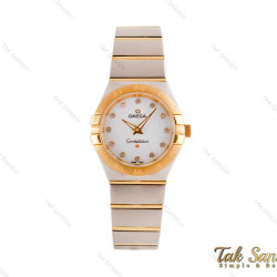 ساعت امگا زنانه کانسلیشن دورنگ طلایی نگین Omega-2294-L