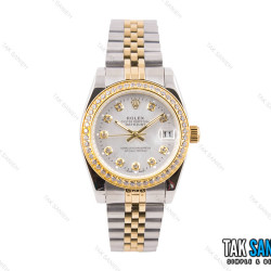 رولکس DateJust زنانه دورنگین دورنگ طلایی صفحه سیلور Rolex-2309-L