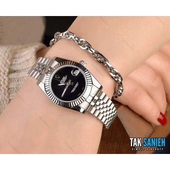 ساعت رولکس زنانه دیت جاست سیلور مشکی Rolex-1930-L