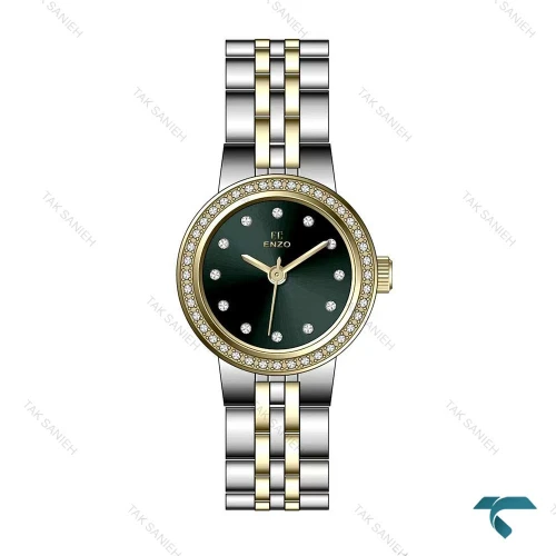 ساعت انزو اورجینال EC-606TGL دو رنگ طلایی صفحه سبز Enzo-8069-L