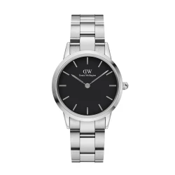 ساعت دنیل ولینگتون زنانه نقره ای صفحه مشکی متوسط Daniel-3456-L