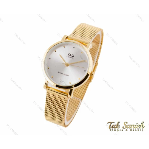 ساعت کیو اند کیو زنانه طلایی بند حصیری QQ-3389-L