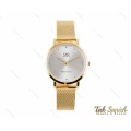 ساعت ست کیو کیو بند حصیری طلایی QQ-3391-S