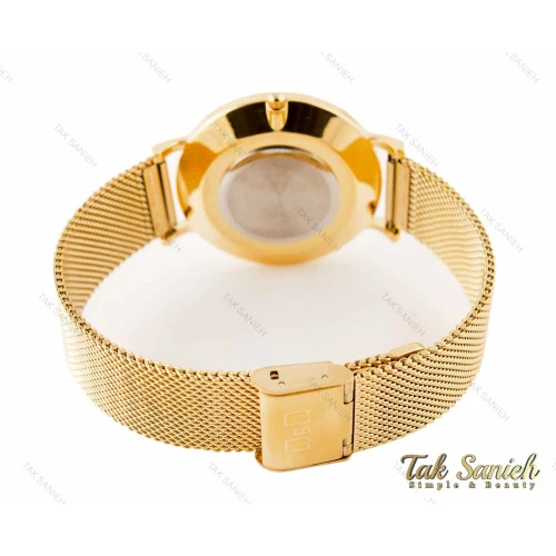 ساعت ست کیو کیو بند حصیری طلایی QQ-3391-S