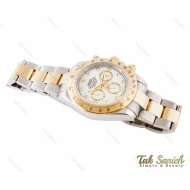ساعت رولکس دیتونا مردانه دو رنگ طلایی صفحه سفید ایندکس نگین Rolex-3406-G