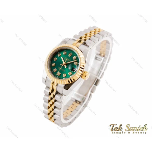 ساعت مچی رولکس دیت جاست زنانه صفحه سبز اسمال Rolex-3430-L