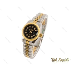 ساعت رولکس زنانه دورنگ طلایی صفحه مشکی Rolex-4531-M-L